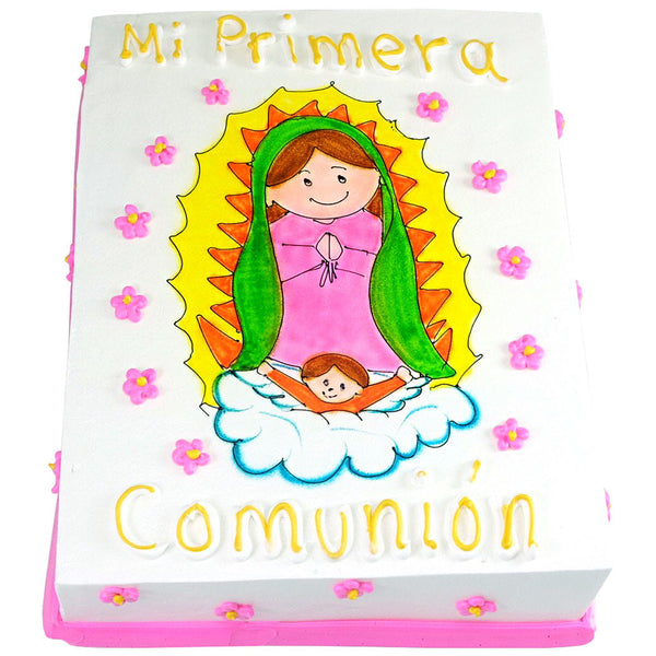 Pastel Primera Comunión Virgencita Flores - Económico
