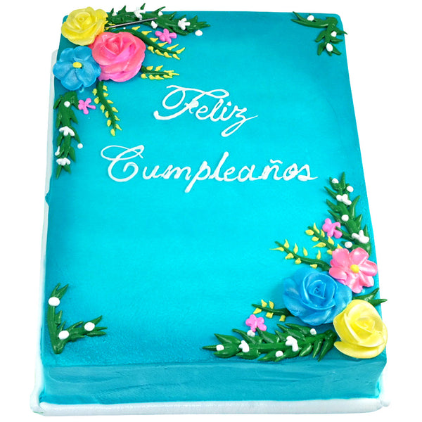 Pastel Cumpleaños Floral Azul