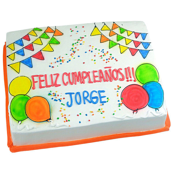 Pastel Cumpleaños Banderines - Económico