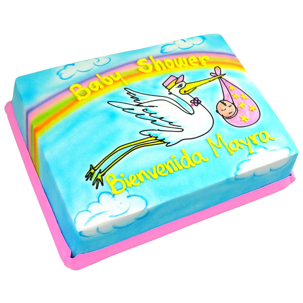 Pastel Baby Shower Cigüeña - Económico