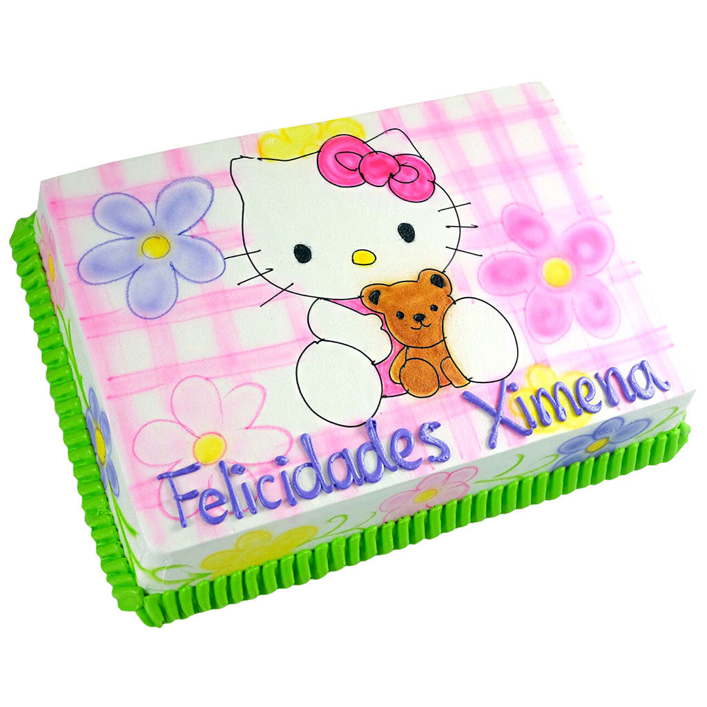 Pastel Hello Kitty Flores - Económico
