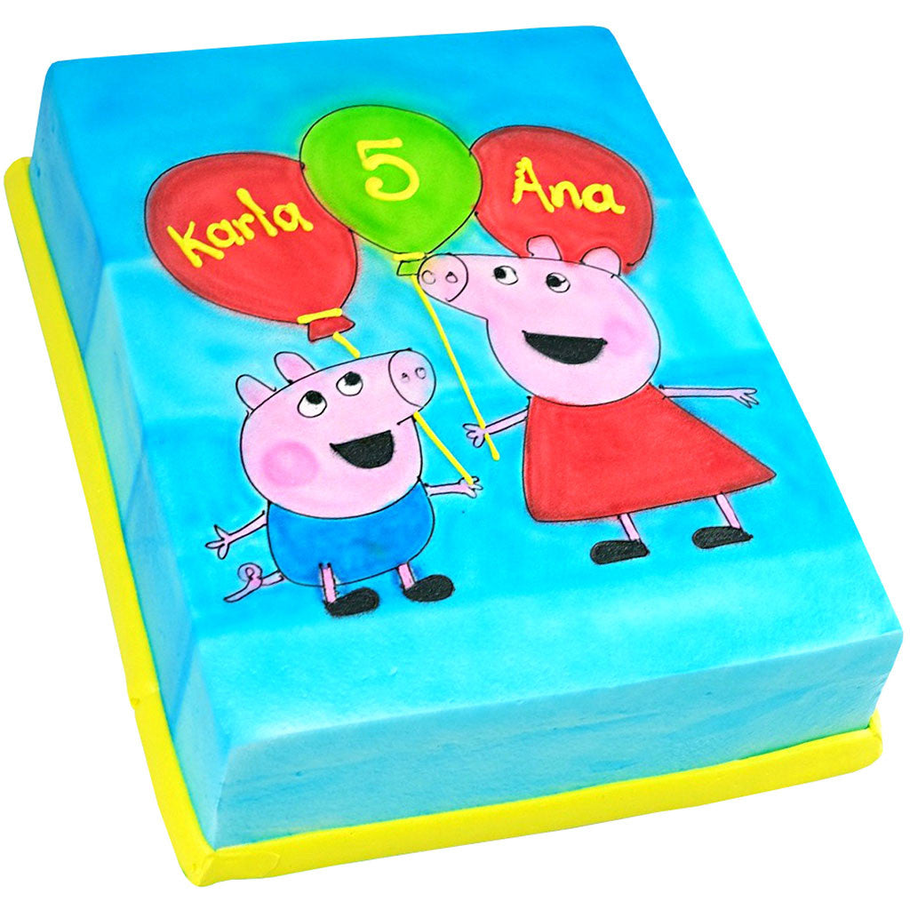 Pastel Peppa y George Globos - Económico