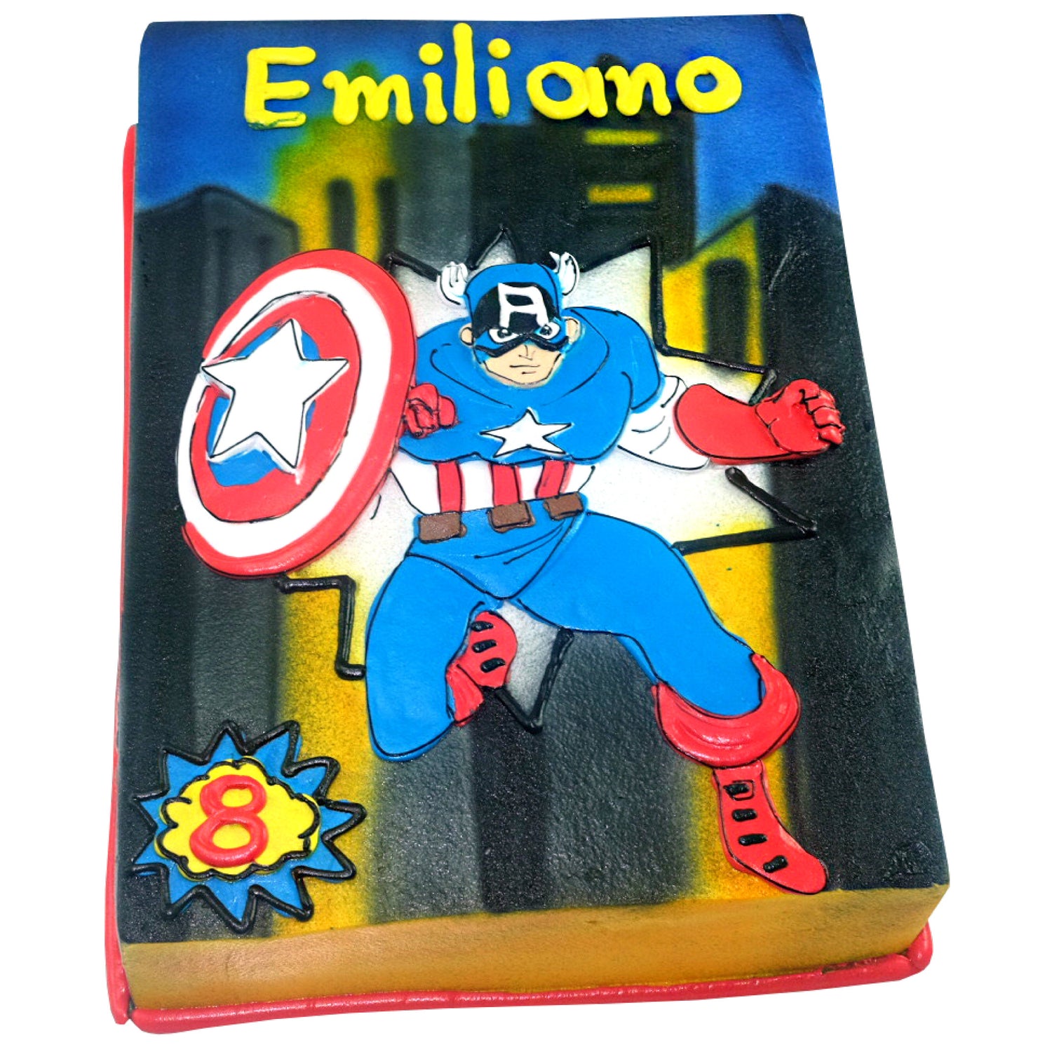 Pastel Capitán América Ciudad (BET-131) (A-D)